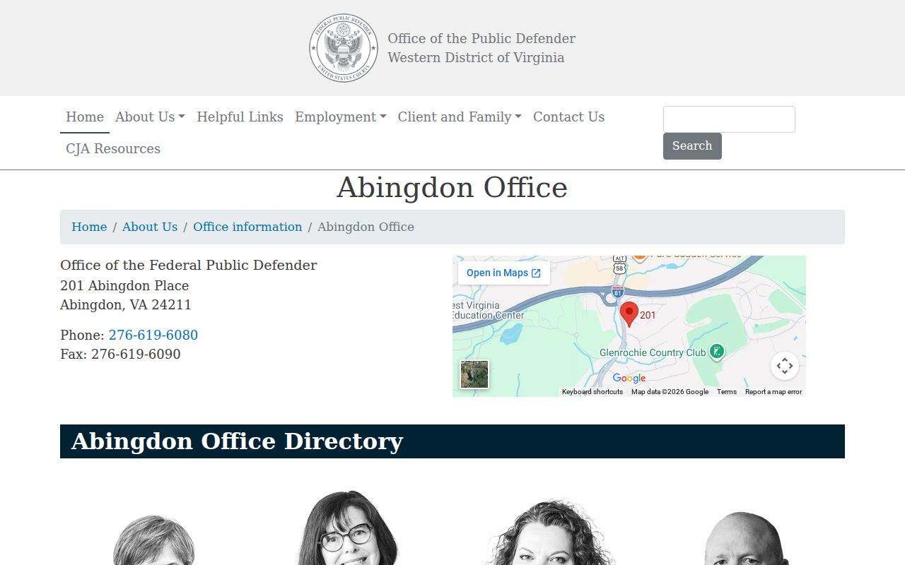 Abingdon federal criminal records and public defender office