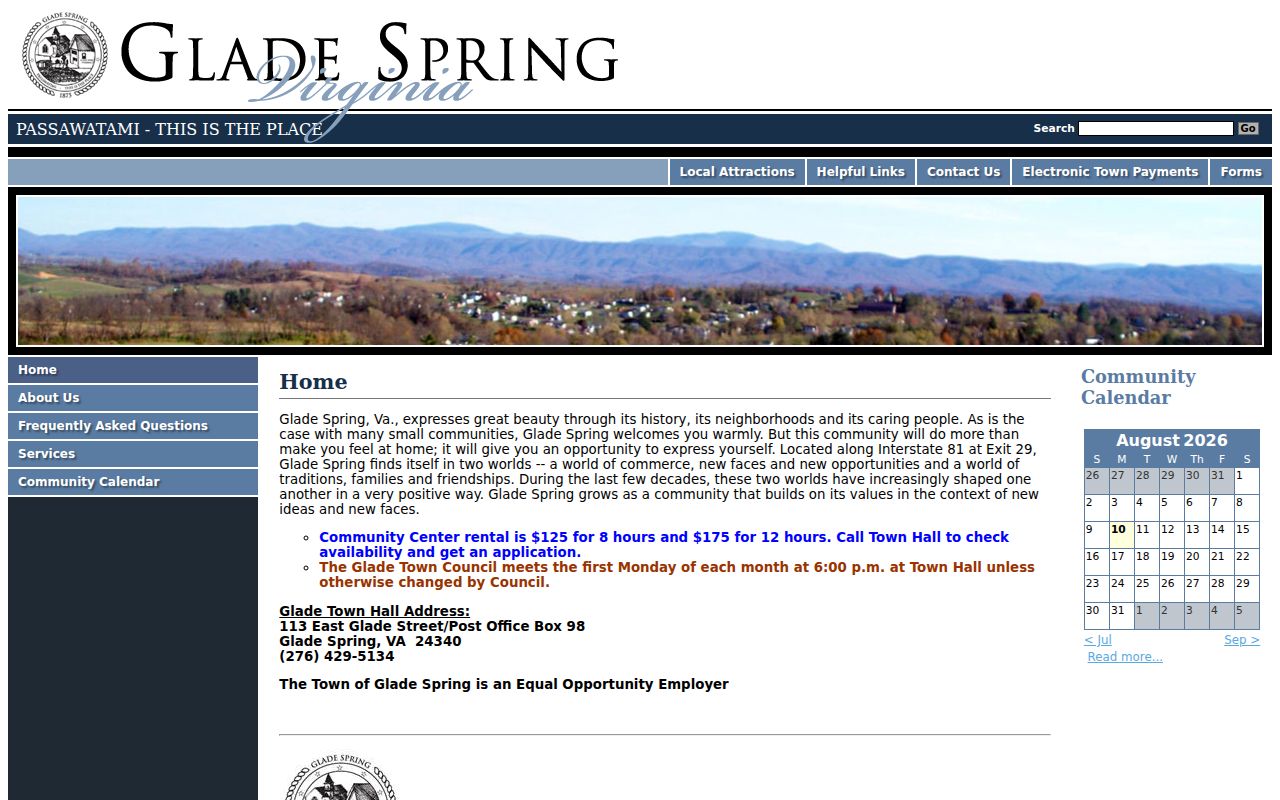 Glade Spring criminal records access on the official town website