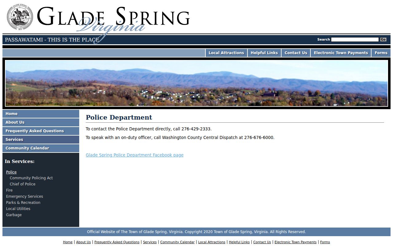 Glade Spring criminal records and police contact information