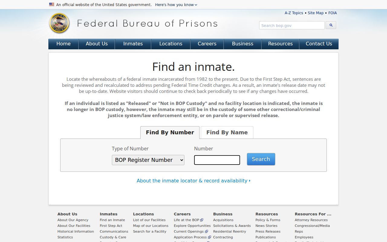 Saltville criminal records search using the federal inmate locator