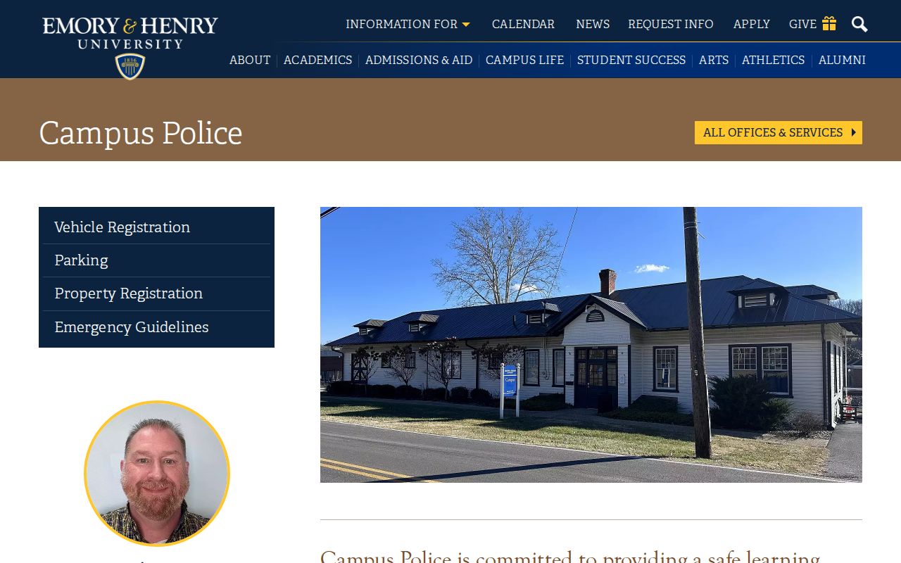 Washington County arrest records Emory and Henry campus police