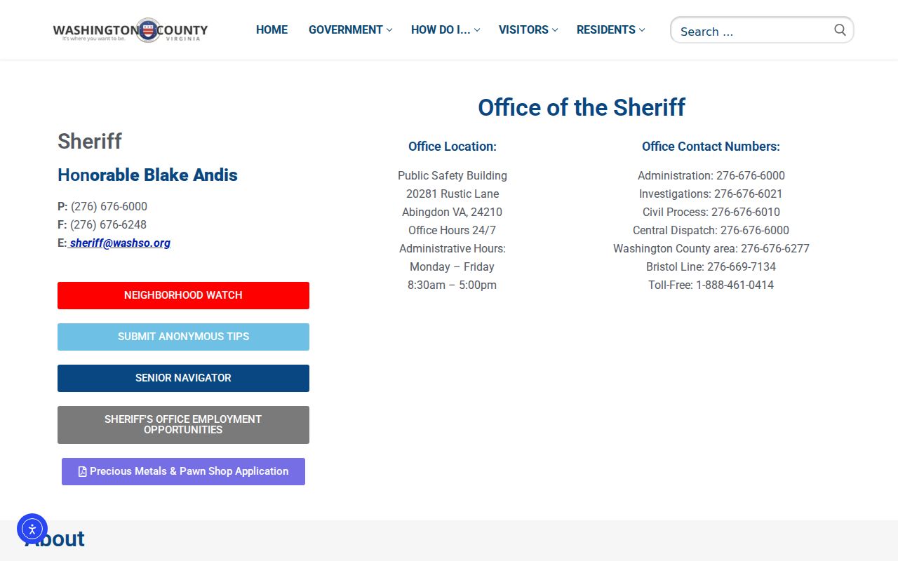 Washington County arrest records at the Sheriff Public Safety Building
