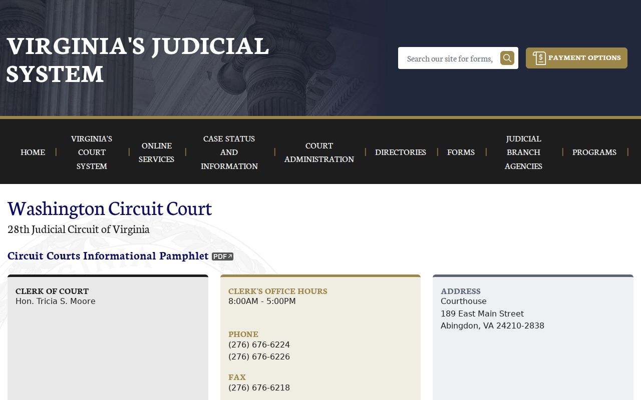 Washington County criminal court cases Circuit Court directory