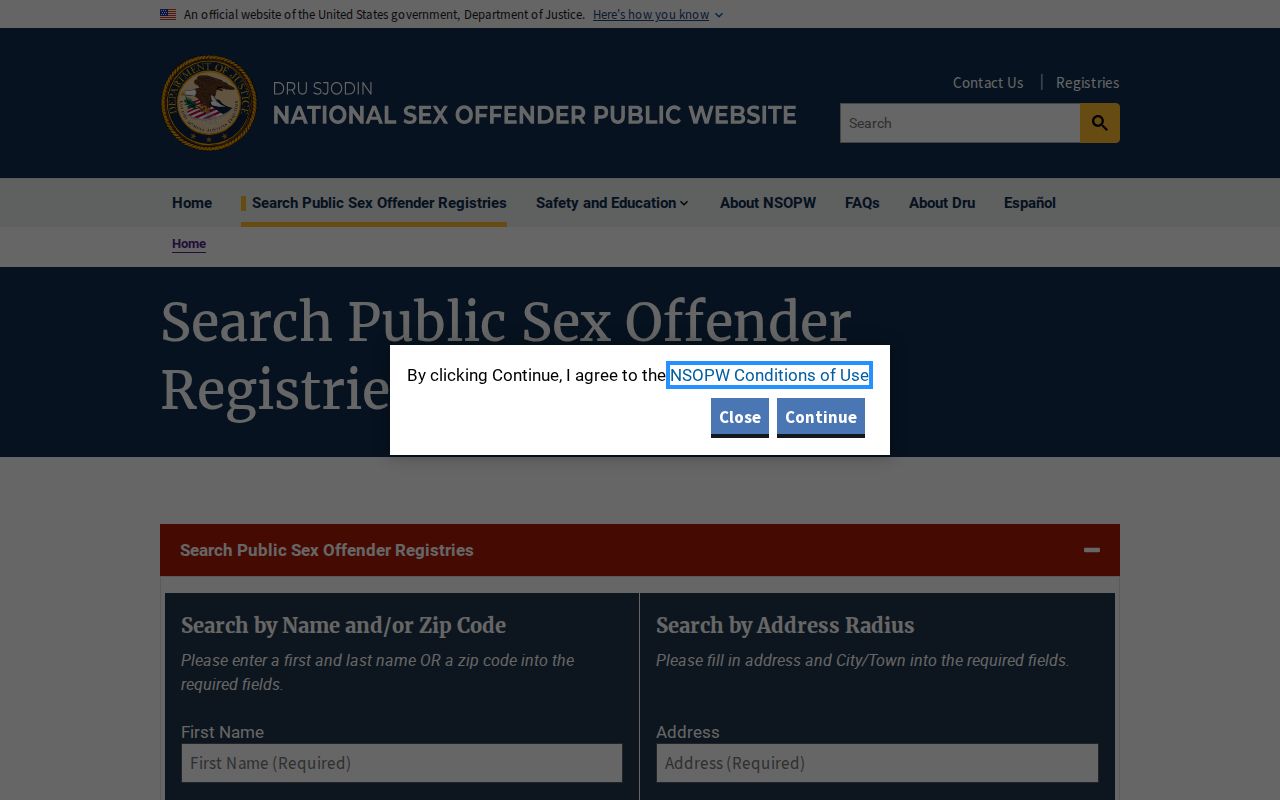 Washington County sex offender search through the national registry