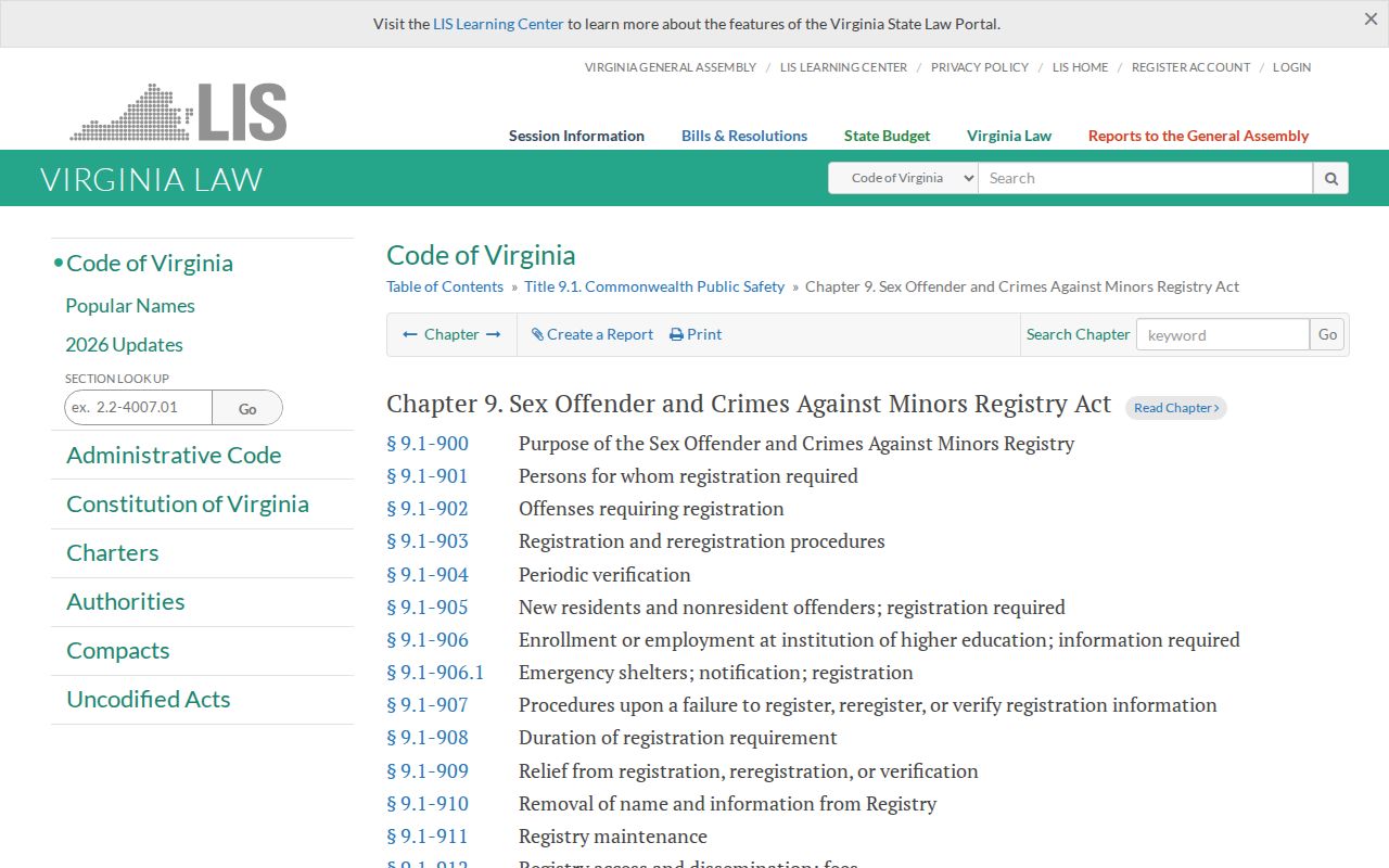 Washington County sex offender notification law in Virginia